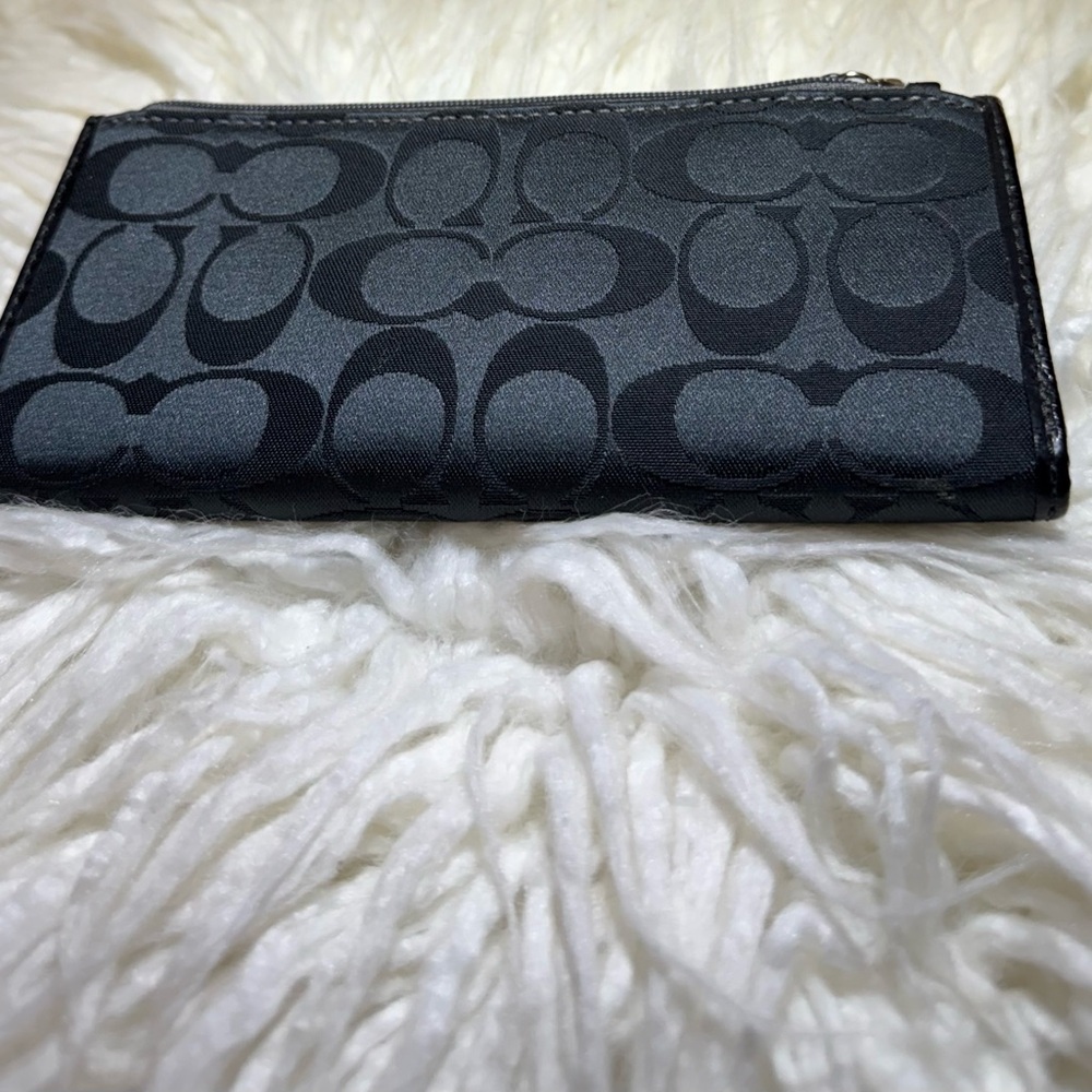 Vintage Coach Black Jacquard Leather Wallet Clutch - Picture 5 of 11